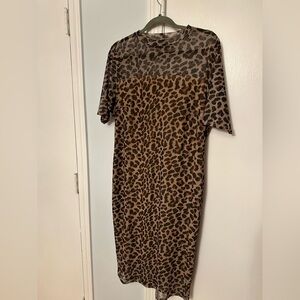 Leopard Mesh Sheath Dress